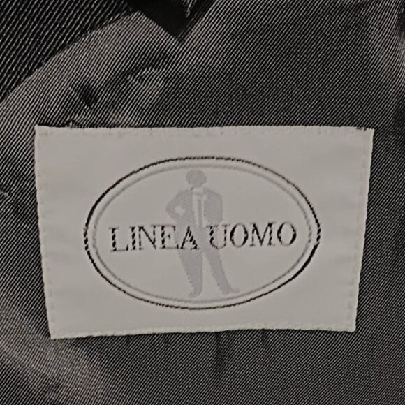 Linea Uomo Men Black 3 Metal Button Suit Jacket Only 44R - Picture 8 of 12